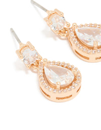 Gold Cubic Zirconia Mini Pear Drop Earrings - link has visual effect only