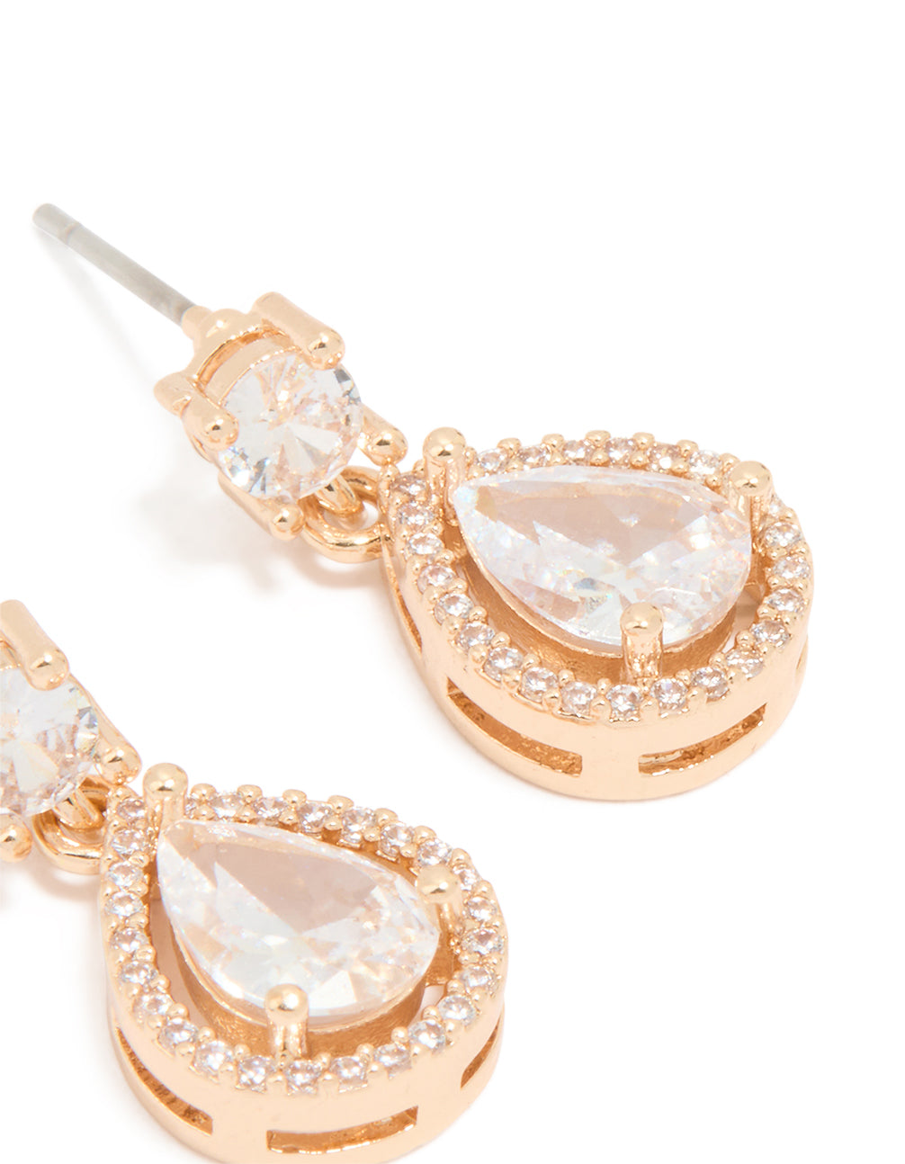 Gold Cubic Zirconia Mini Pear Drop Earrings