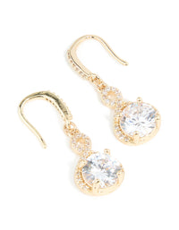 Gold Cubic Zirconia Dainty Circle Drop Earrings - link has visual effect only
