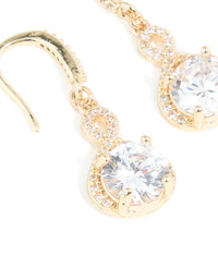 Gold Cubic Zirconia Dainty Circle Drop Earrings - link has visual effect only