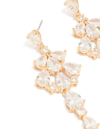 Gold Plated Large Multi Cubic Zirconia Pear Drop Earrings - link has visual effect only