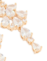 Gold Plated Large Multi Cubic Zirconia Pear Drop Earrings - link has visual effect only