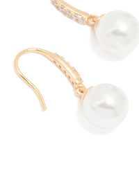 Gold Cubic Zirconia Fine Pearl Drop Earrings - link has visual effect only