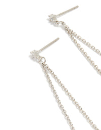 Silver Cubic Zirconia Pearl Chain Drop Earrings - link has visual effect only