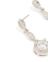 Silver Cubic Zirconia Mini Round Drop Earrings - link has visual effect only