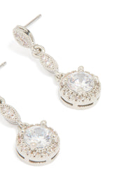 Silver Cubic Zirconia Mini Round Drop Earrings - link has visual effect only