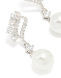Silver Cubic Zirconia Pearl Mini Drop Earrings - link has visual effect only