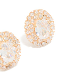 Gold Cubic Zirconia Oval Stud Earrings - link has visual effect only