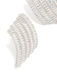 Silver Cubic Zirconia Statement Stud Earrings - link has visual effect only