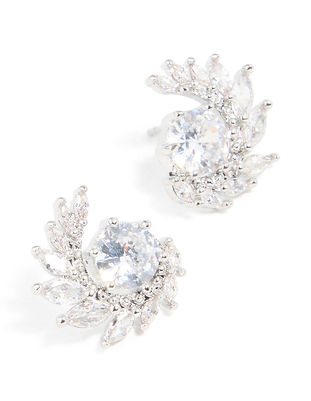 Silver Cubic Zirconia Vine Wrap Stud Earrings