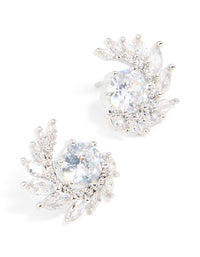 Silver Cubic Zirconia Vine Wrap Stud Earrings - link has visual effect only