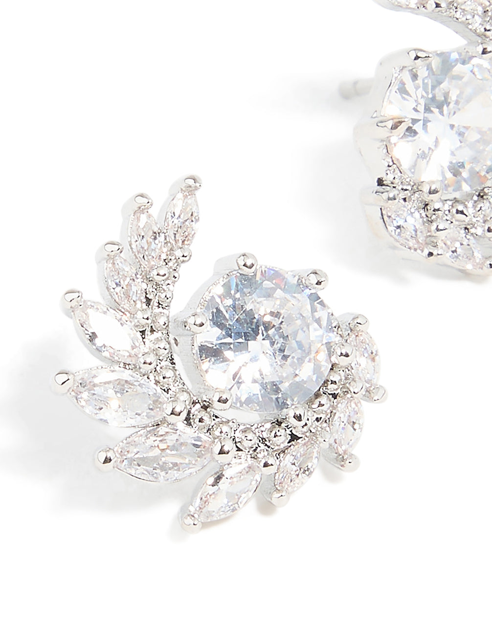 Silver Cubic Zirconia Vine Wrap Stud Earrings