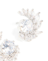 Silver Cubic Zirconia Vine Wrap Stud Earrings - link has visual effect only