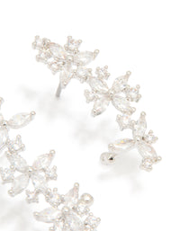 Silver Cubic Zirconia Floral Marquise Cuff Earrings - link has visual effect only