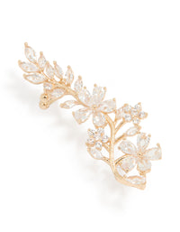 Gold Cubic Zirconia Large Floral Cuff Earring - link has visual effect only