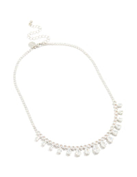 Silver Cubic Zirconia Statement Cluster Necklace - link has visual effect only