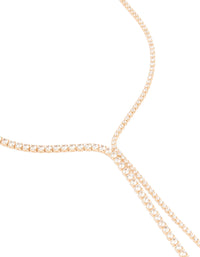 Gold Cubic Zirconia Dainty Y-Necklace - link has visual effect only