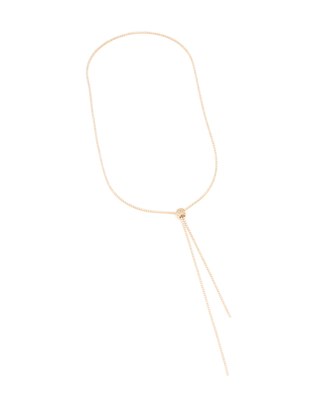 Gold Long Cubic Zirconia Lariat Necklace