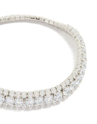 Silver Cubic Zirconia Marquise Statement Tennis Bracelet - link has visual effect only