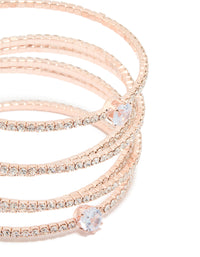 Rose Gold Cubic Zirconia Multi Layered Cross Wrist Cuff - link has visual effect only