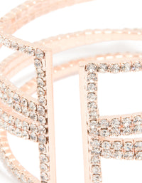 Rose Gold Cubic Zirconia Multi Layered Cross Wrist Cuff - link has visual effect only