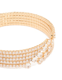 Gold Lovely Cubic Zirconia Wrap Wrist Cuff - link has visual effect only