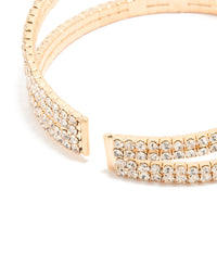 Gold Cubic Zirconia Triple Flower Wrist Cuff - link has visual effect only