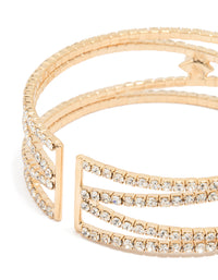 Gold Cubic Zirconia Cross Flower Wrist Cuff - link has visual effect only