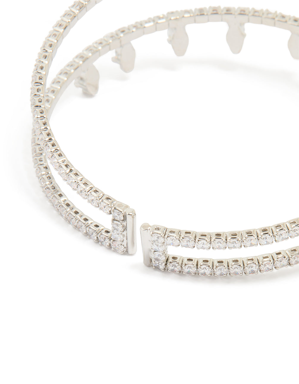 Silver Cubic Zirconia Princess Cut Marquise Wrist Cuff