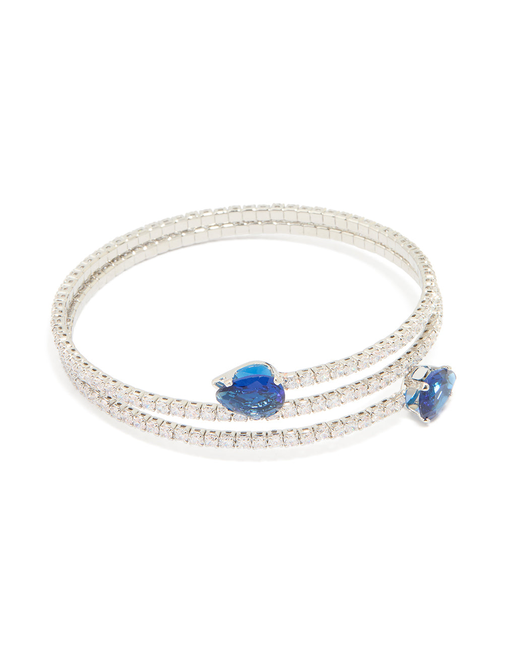 Silver Blue Cubic Zirconia Wrap Wrist Cuff