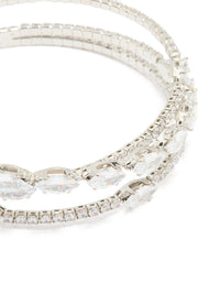 Silver Cubic Zirconia Layered Marquise Wrist Cuff - link has visual effect only