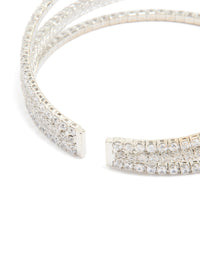 Silver Cubic Zirconia Mini Triple Row Wrist Cuff - link has visual effect only