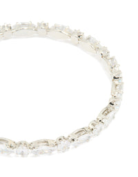 Silver Cubic Zirconia Mixed Stone Wrist Cuff - link has visual effect only
