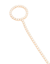 Gold Cubic Zirconia Tennis Hand Chain - link has visual effect only