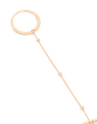Gold Cubic Zirconia Dainty Layered Hand Chain - link has visual effect only