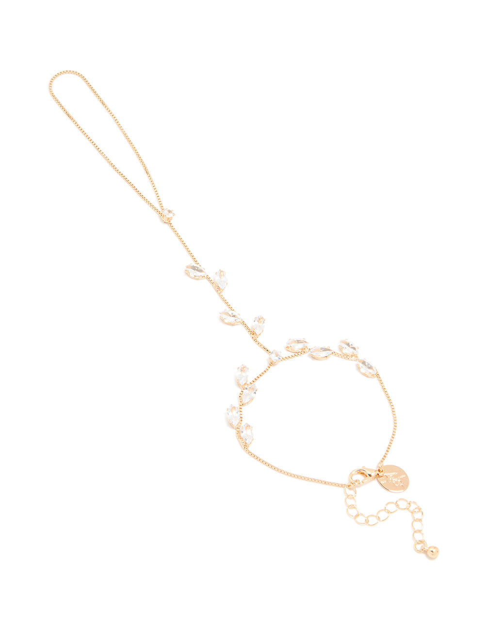Gold Cubic Zirconia Marquise Hand Chain