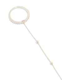 Silver Cubic Zirconia Dainty Layered Hand Chain - link has visual effect only