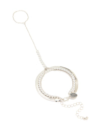 Silver Cubic Zirconia Snake Chain Hand Chain - link has visual effect only