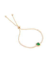 Gold Green Cubic Zirconia Square Halo Toggle Bracelet - link has visual effect only