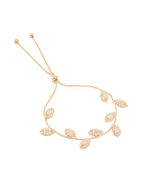 Gold Cubic Zirconia Multi Leaf Toggle Bracelet - link has visual effect only