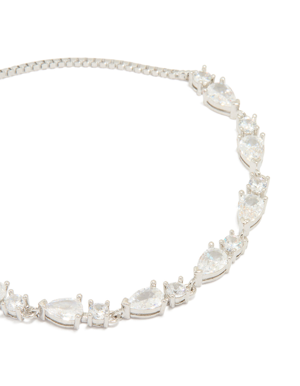 Silver Cubic Zirconia Marquise Toggle Bracelet
