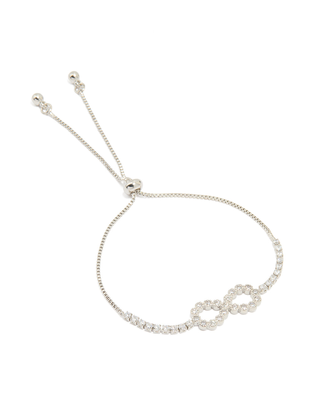 Silver Cubic Zirconia Infinity Toggle Bracelet