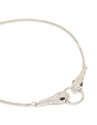 Silver Cubic Zirconia Double Snake Toggle Bracelet - link has visual effect only
