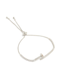 Silver Cubic Zirconia Toggle Bracelet - link has visual effect only