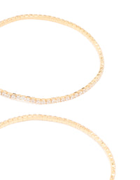 Gold Cubic Zirconia Fine Cupchain Tennis Stretch Bracelets 3-Pack - link has visual effect only