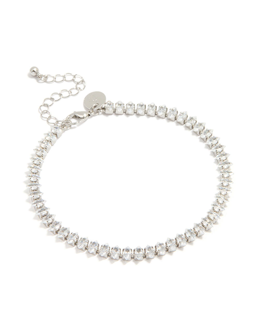 Silver Cubic Zirconia Marquise Anklet