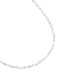 Silver Cubic Zirconia Tennis Waist Chain - link has visual effect only