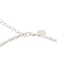 Silver Cubic Zirconia Tennis Waist Chain - link has visual effect only