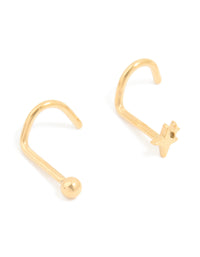 Surgical Steel Cubic Zirconia & Ball Front Nose Studs 3-Pack - link has visual effect only