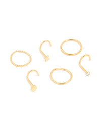 Surgical Steel Nose Stud & Ring 6-Pack - link has visual effect only